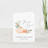 Carte De Remerciements Baby shower d'aquarelle orange citrouille (Devant)