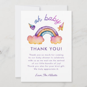 Carte De Remerciements Baby shower d'arc-en-ciel