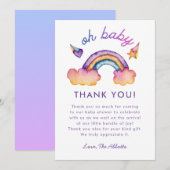 Carte De Remerciements Baby shower d'arc-en-ciel (Devant / Derrière)
