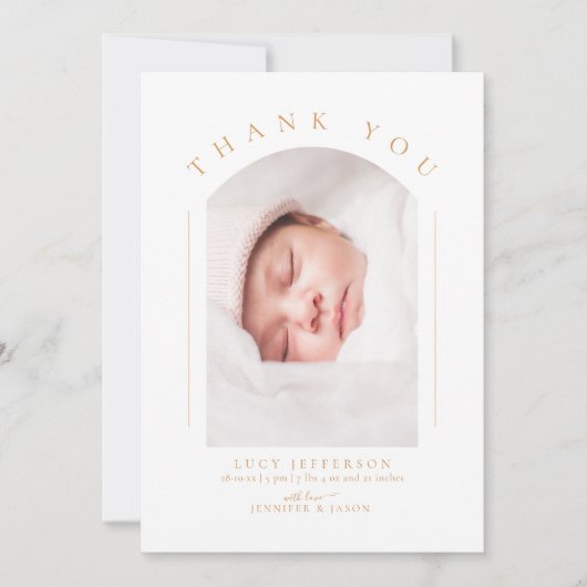 Carte De Remerciements Baby shower d'arc simple et élégant (Devant)