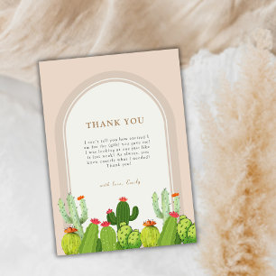 Carte De Remerciements Baby shower d'arche de Boho Cactus neutre par sexe