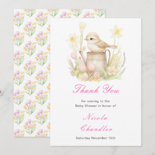 Carte De Remerciements Baby shower d'arrosage des oiseaux de printemps