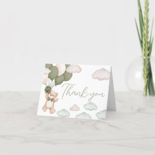 Carte De Remerciements Baby shower d'attente de l'ours vert