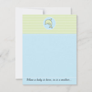 Carte de remerciements baby shower, Dauphin Bleu