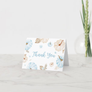Carte De Remerciements Baby shower d'automne Blue Sweet Little Citrouille