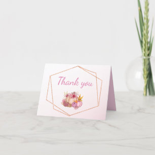 Carte De Remerciements Baby shower d'automne citrouille Blush Pink Famy