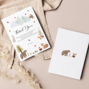 Carte De Remerciements Baby shower d'automne des animaux des bois
