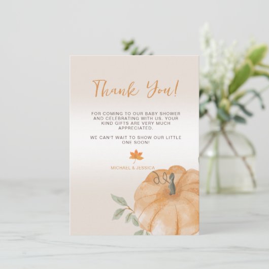 Carte de remerciements Baby shower d'automne du pe (Debout devant)