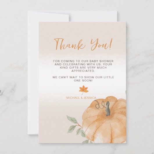Carte de remerciements Baby shower d'automne du pe (Devant)