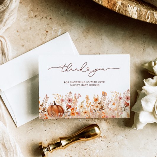 Carte de remerciements Baby shower d'automne du pe