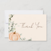 Carte De Remerciements Baby shower d'automne du petit Citrouille Orange (Devant)