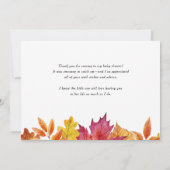 Carte De Remerciements Baby shower d'automne Feuille de l'aquarelle (Dos)