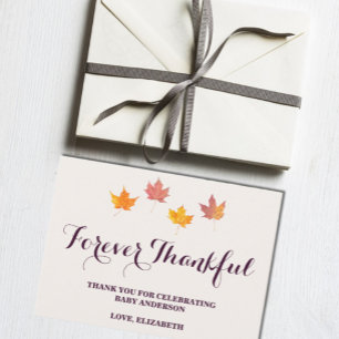 Carte De Remerciements Baby shower d'automne Maple Feuille