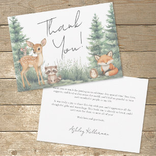 Carte De Remerciements Baby shower d'aventure des animaux forestiers de b
