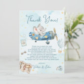 Carte De Remerciements Baby shower d'aventure Eléphant Cute (Debout devant)