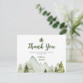 Carte De Remerciements Baby shower d'aventure Pine Trees Mountain (Debout devant)