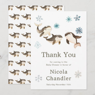 Carte De Remerciements Baby shower de baleines arctiques mignonnes