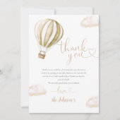Carte De Remerciements Baby shower de ballon à air chaud (Devant)