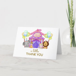Carte De Remerciements Baby shower de ballon du Carnaval Safari Cirque
