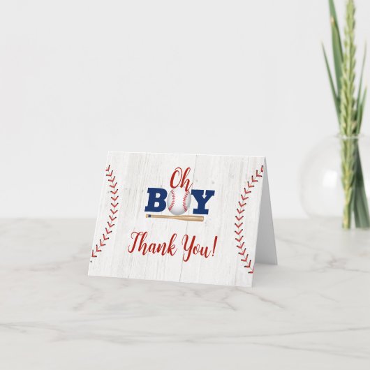 Carte de remerciements Baby shower de baseball (Devant)