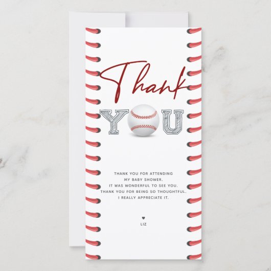 Carte De Remerciements Baby shower de baseball (Devant)