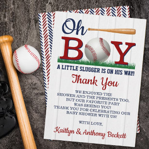 Carte De Remerciements Baby shower de baseball Boys