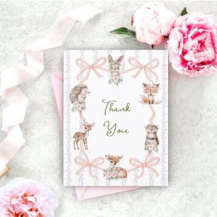 Carte De Remerciements Baby shower de bois à ruban Coquette