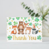 Carte De Remerciements Baby shower de bois Shamrock de la Saint-Patrick (Debout devant)