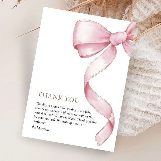 Carte De Remerciements Baby shower de boule rose