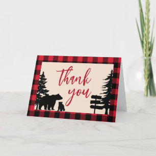 Carte De Remerciements Baby shower de bûcheron d'ours plaid