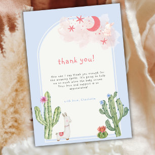 Carte De Remerciements Baby shower de cactus d'arc Boho bleu neutre par s