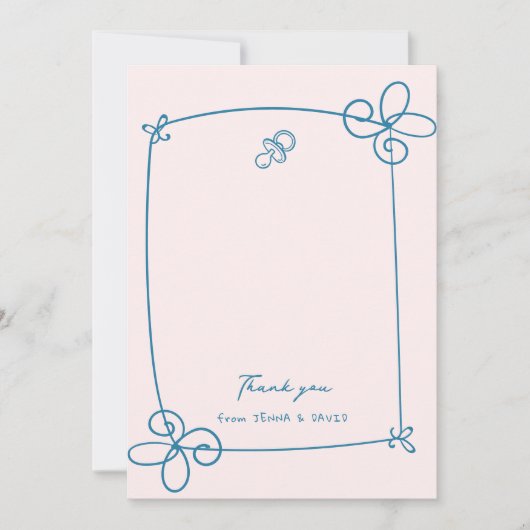 Carte De Remerciements Baby shower de cadre à mâchoires molles (Devant)