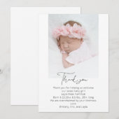 Carte De Remerciements Baby shower de calligraphie manuscrite (Devant / Derrière)