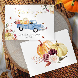 Carte De Remerciements Baby shower de camion Vintage Little Citrouille Fa