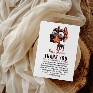 Carte De Remerciements Baby shower de caricatures de chien mignon