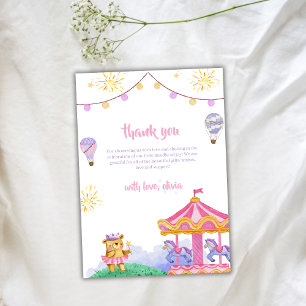Carte De Remerciements Baby shower de carrousel magique à air chaud