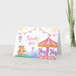 Carte De Remerciements Baby shower de carrousel magique à air chaud amusa