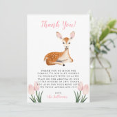 Carte De Remerciements Baby shower de cerfs roses rustiques (Debout devant)