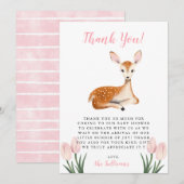 Carte De Remerciements Baby shower de cerfs roses rustiques (Devant / Derrière)