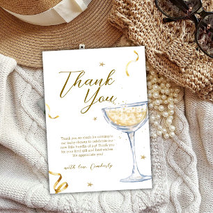 Carte De Remerciements Baby shower de champagne Bubbly Gold Elegant Brunc