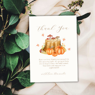 Carte De Remerciements Baby shower de champignon Citrouille Rustique Wood