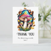 Carte De Remerciements Baby shower de champignons de forêt enchantés (Debout devant)