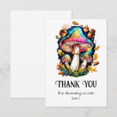 Carte De Remerciements Baby shower de champignons de forêt enchantés (Devant / Derrière)