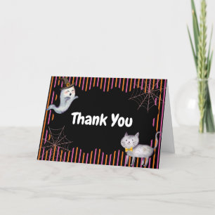 Carte De Remerciements Baby shower de chat de fantôme Little Boo moderne