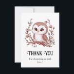Carte De Remerciements Baby shower de Chouette mystique mou<br><div class="desc">Express tes remerciements sincères avec nos Cartes de Remerciements pour le Baby shower de Chouette Mystique Cute. Avec des modèles de choux mignons et mystiques, ces cartes ajoutent une touche enchanteresse à votre gratitude. Faites savoir à vos invités combien vous appréciez leur présence et leurs cadeaux avec ces notes de...</div>