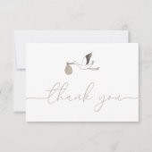 Carte De Remerciements Baby shower de cigogne minimal moderne (Devant)
