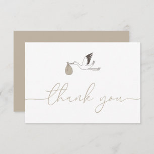 Carte De Remerciements Baby shower de cigogne minimal moderne