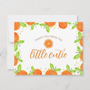Carte De Remerciements Baby shower de clémentine orange Little Cutie Citr