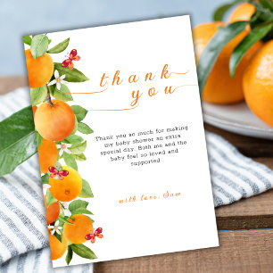 Carte De Remerciements Baby shower de clémentine orange Little Cutie Citr