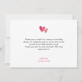 Carte De Remerciements Baby shower de coeur doux (Dos)